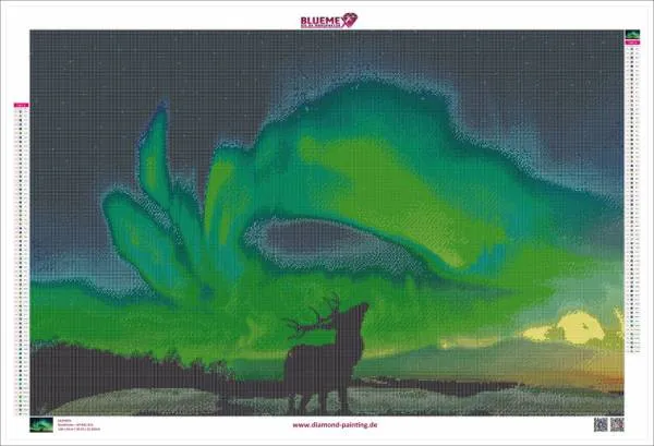 Diamond Painting picture, Northern Lights, 100x65cm, 71 colours, 7 Glow, square stones, full picture