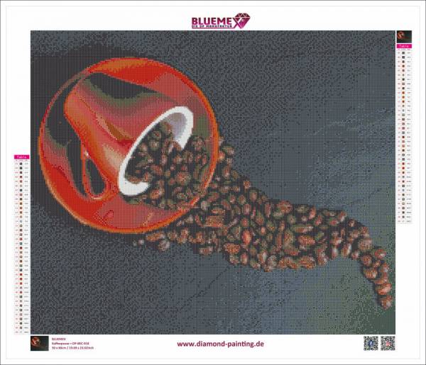 Diamond Painting Bild, Kaffeepause, eckige Steinchen, 50x60cm, 39 Farben, Vollbild