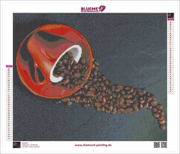 Diamond Painting Bild, Kaffeepause, 60x50cm, 39 Farben, eckige Steine, Vollbild