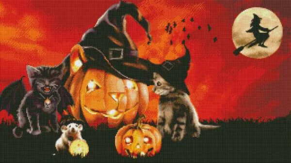 Diamond Painting picture, Halloween, 80x45cm, 51 colours, square stones, full picture