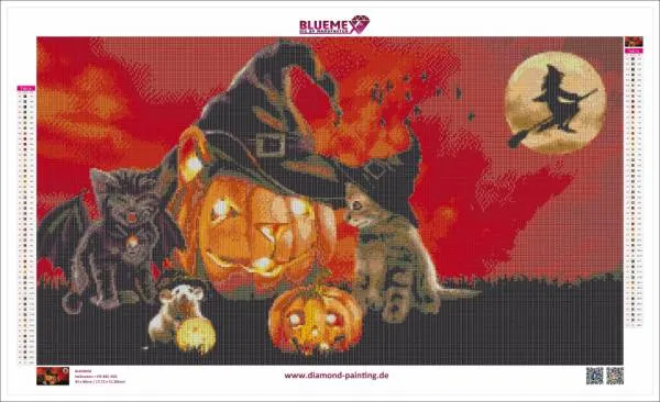 Diamond Painting picture, Halloween, 80x45cm, 51 colours, square stones, full picture