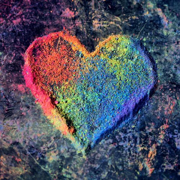 Diamond Painting Bild, Kreideherz, eckige Steinchen, 50x50cm, 58 inkl. 3 AB Farben, Vollbild