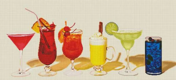 Diamond Painting Bild, Fruchtige Cocktails, 120x55cm, 55 Farben, eckige Steine, Vollbild