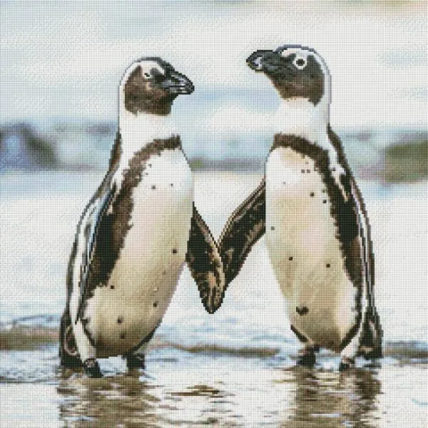 Diamond Painting picture, penguin pair, 60x60cm, 45 colors, round stones, full picture