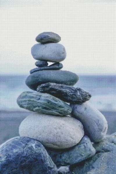 Diamond Painting picture, stones by the sea, 60x90cm, 39 colors, square stones, full size