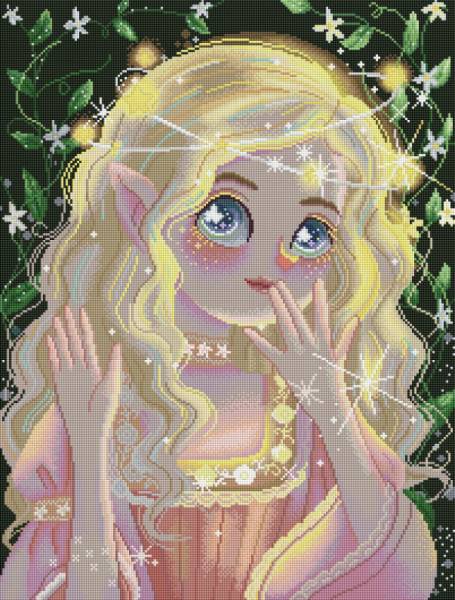 Diamond Painting Bild, Star Fairy, eckige Steinchen, 50x66cm, 56 Farben inkl. 4 AB & 2 Feensteine, Vollbild