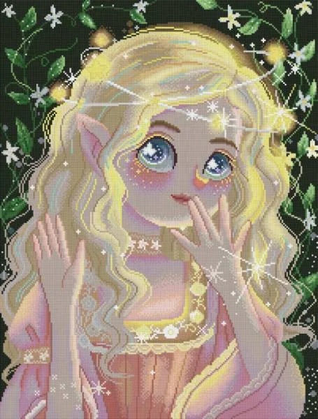 Diamond Painting Bild, Star Fairy, 50x66cm, 56 Farben inkl. 4 AB & 2 Feensteine, eckige Steine, Vollbild