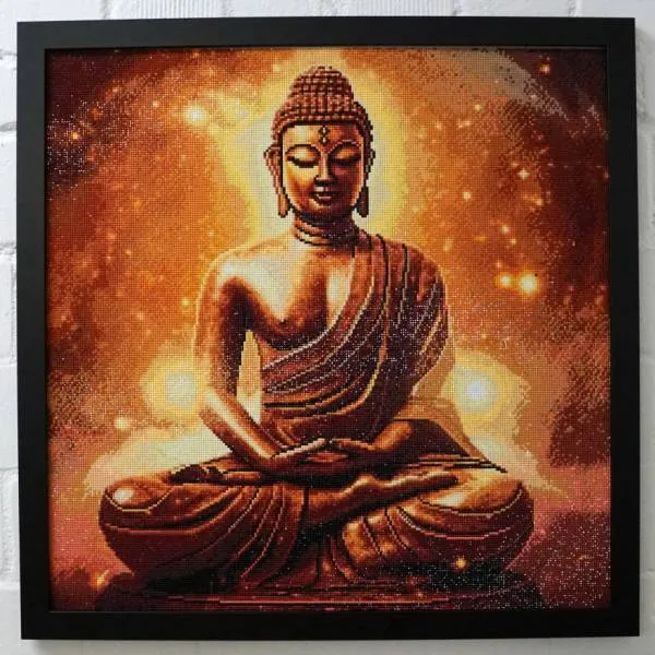 Diamond Painting Bild, Buddha, 60x60cm, 46 Farben, eckige Steine, Vollbild