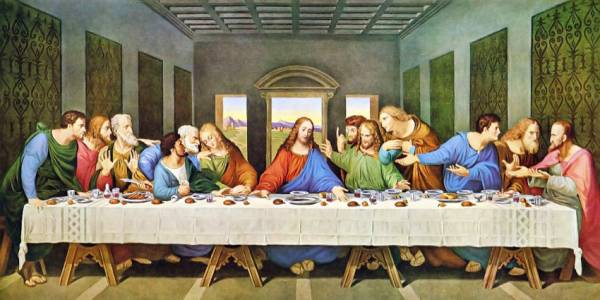 Leonardo da Vinci - Das letzte Abendmahl, eckige Steinchen, 70x140cm, 60 Farben inkl. 2 AB, Vollbild