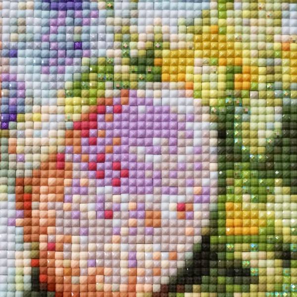 Diamond Painting Picture, Easter Bunny, square Stones, 60x30cm, 49 Colors incl. AB & Fairy Stones, Full Picture