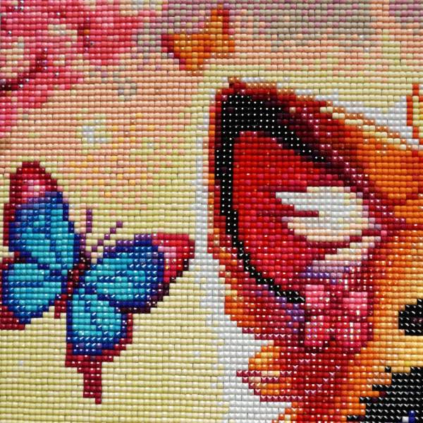 Michaela Klimes, Kleiner Fuchs, eckige Steinchen, 50x50cm, 61 Farben inkl. AB & Feensteine, Vollbild