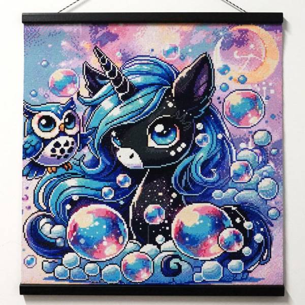 Michaela Klimes, Bubble Unicorn, square Stones, 50x50cm, 50 Colors incl. AB & Fairy Stones, Full Picture