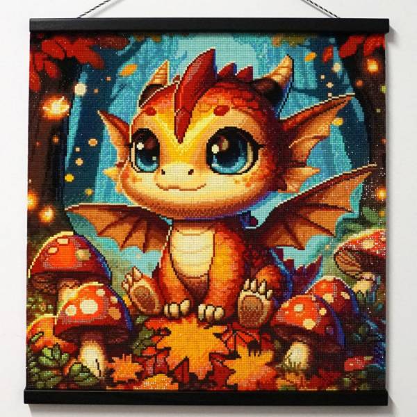 Michaela Klimes, autumn dragon, square Stones, 50x50cm, 61 Colors incl. AB & Fairy Stones, Full Picture