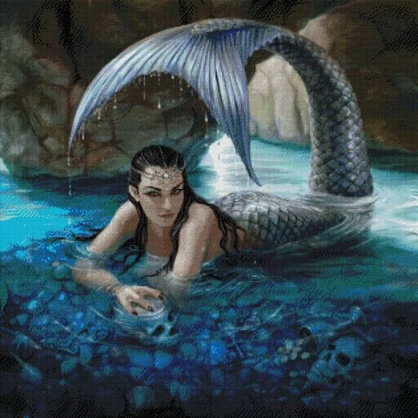 Anne Stokes, Hidden Depths, 80x80cm, 60 Farben, eckige Steine, Vollbild