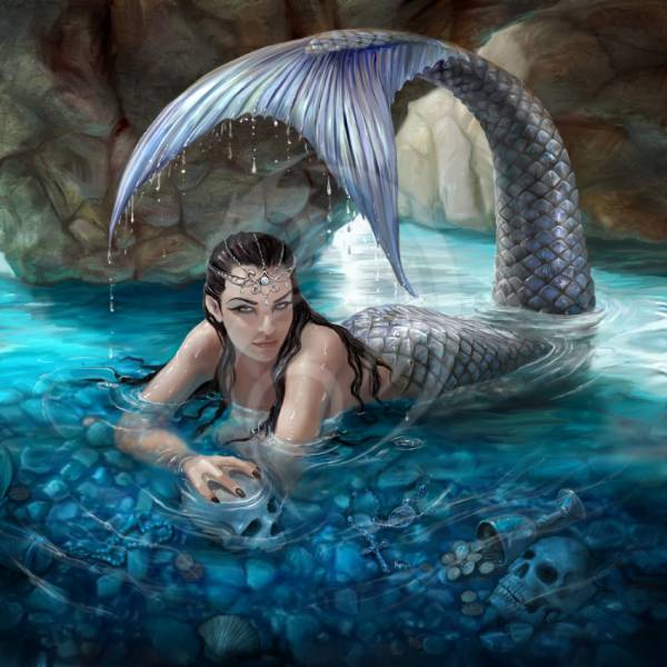 Vorlage (ohne Steine) Anne Stokes, Hidden Depths, 80x80cm, 60 Farben, für runde Steine, Vollbild