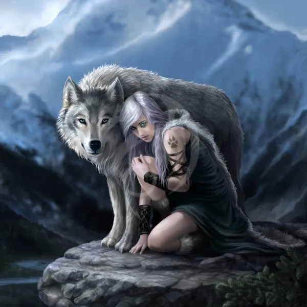 Anne Stokes, Protector, 80x80cm, 58 colors, square stones, full image