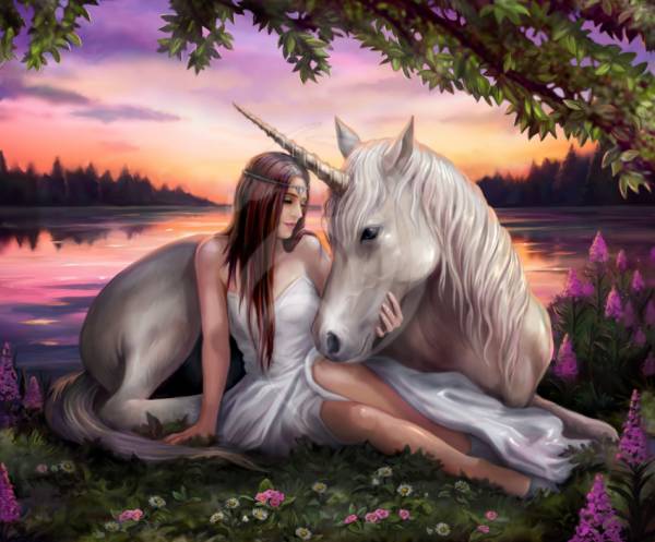 Anne Stokes, Pure Heart - Sunset, 75x90cm, 70 Farben, runde Steine, Vollbild