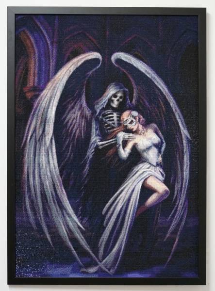 Anne Stokes, Dance with Death, 70x100cm, 60 Farben, eckige Steine, Vollbild