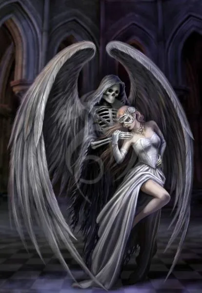 Anne Stokes, Dance with Death, 70x100cm, 60 colours, round stones, full image