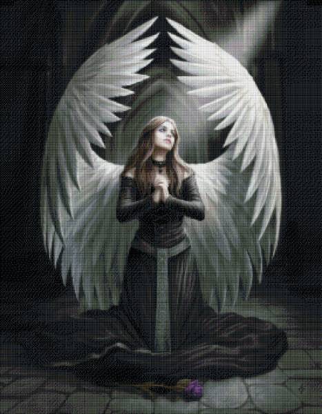 Anne Stokes, Prayer for the Fallen, 70x90cm, 50 Farben, eckige Steine, Vollbild