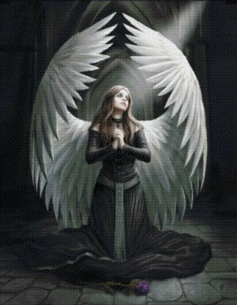 Anne Stokes, Prayer for the Fallen, 70x90cm, 50 colors, square stones, full image
