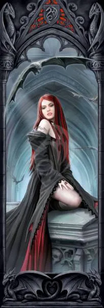 Anne Stokes, Await the Night, 50x150cm, 77 colors incl. AB & fairy stones, round stones, full picture