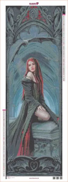 Anne Stokes, Await the Night, 50x150cm, 77 Farben inkl. AB & Feensteine, eckige Steine, Vollbild