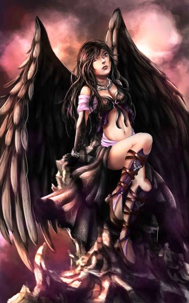 Vorlage (ohne Steine) DrakeTurtle, Dark Angel, 60x95cm, 55 Farben, für eckige Steine, Vollbild