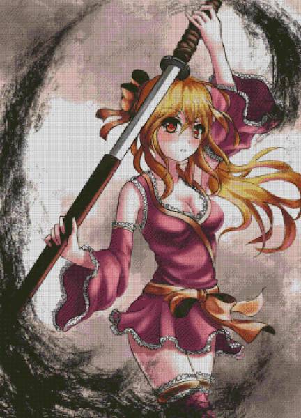 DrakeTurtle, Katana Girl, runde Steine, ca. 65x90cm, 65 Farben, Vollbild
