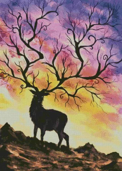 DrakeTurtle, Deer, 65x90cm, 65 Colours, Round Stones, Full Image