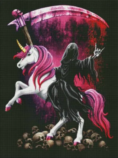 Sarah Richter, Demonicorn, 60x80cm, 50 colors incl. 3 AB, square stones, full picture
