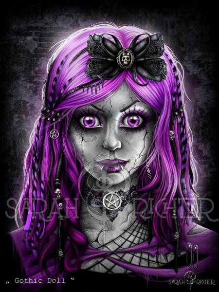 Sarah Richter, Gothic Doll, 60x80cm, 45 Farben inkl. 3 AB, runde Steine, Vollbild