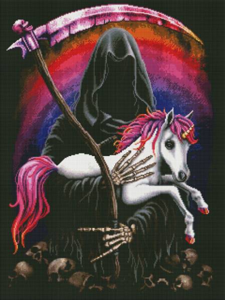 Sarah Richter, Metallicorn, 60x80cm, 50 Farben inkl. 3 AB, eckige Steine, Vollbild