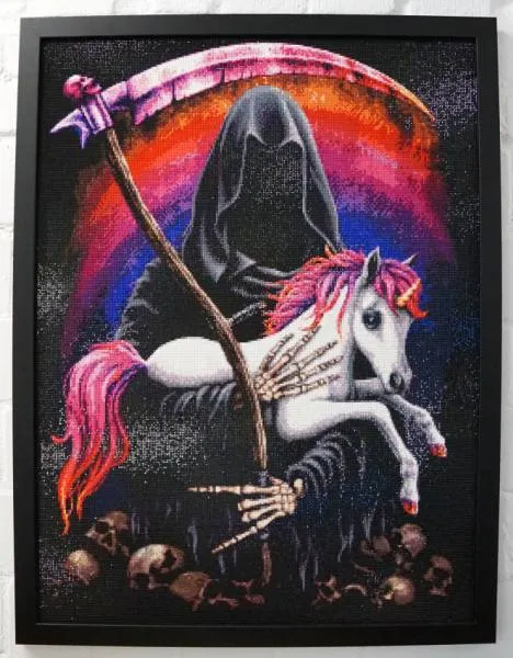Sarah Richter, Metallicorn, 60x80cm, 50 Farben inkl. 3 AB, eckige Steine, Vollbild