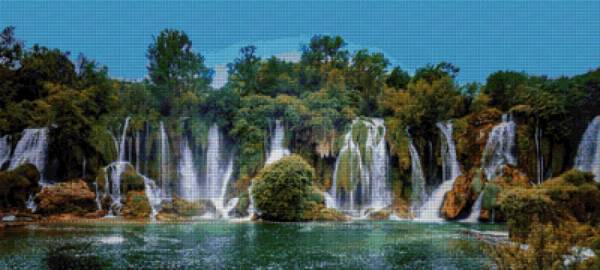 Diamond Painting Bild, Wasserfall, ca. 112x50cm, 175 Farben, runde Steinchen