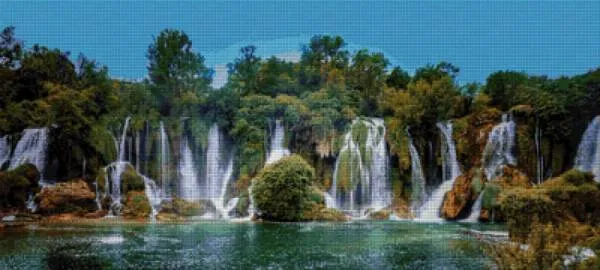 Diamond Painting Bild, Wasserfall, 112x50cm, 175 Farben, runde Steine, Vollbild