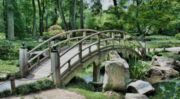 Diamond Painting Bild, Brücke, runde Steinchen, ca. 112x61 cm, 100 Farben