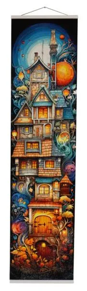 Karen Landsmann, Whimsical Houses, 45x180cm, 299 colors, square stones, full image