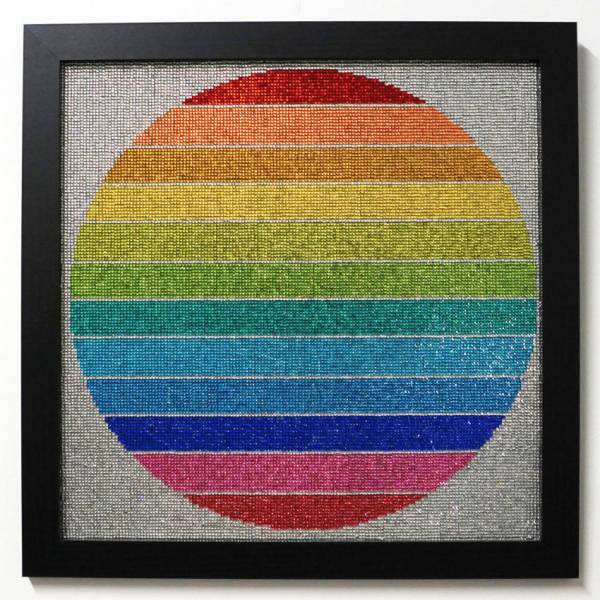 Diamond Painting Bild, Kreis, eckige Strass-Diamanten, 13 Farben, ca. 40x40cm, Vollbild, Anfänger