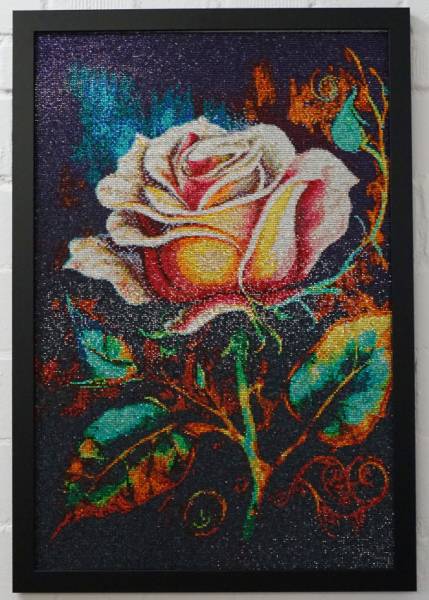Diamond Painting Bild, Strassrose, eckige Strass-Diamanten, 45 Farben, ca. 50x75cm, Vollbild