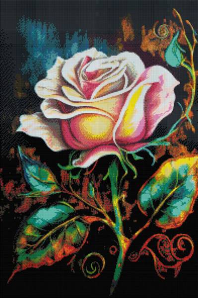Diamond Painting Bild, Strassrose, eckige Strass-Diamanten, 45 Farben, ca. 50x75cm, Vollbild
