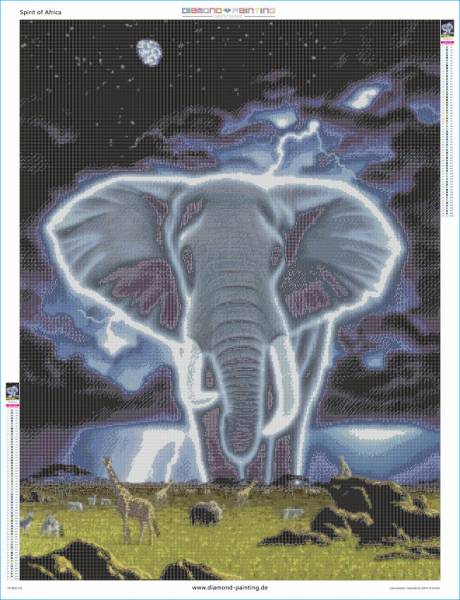 Schim Schimmel, Spirit of Africa, Nachtleuchtend, eckige Steine, ca. 75x100cm, 65 Farben, Vollbild