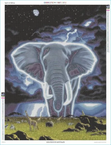 Schim Schimmel, Spirit of Africa, Nachtleuchtend, 75x100cm, 65 Farben, eckige Steine, Vollbild