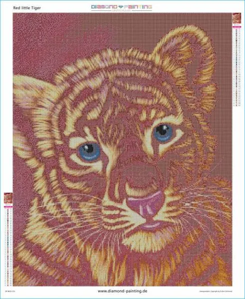 Schim Schimmel, Red little Tiger, 60x75cm, 45 colours, square stones, full picture