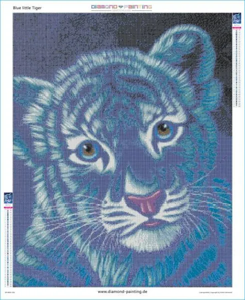 Schim Schimmel, Blue little Tiger, 60x75cm, 45 Farben, eckige Steine, Vollbild