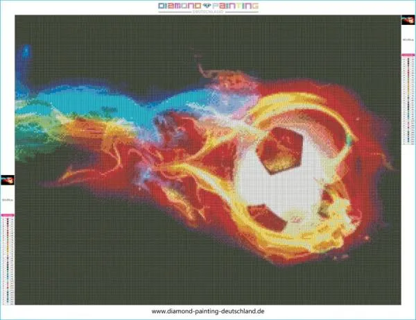 Diamond Painting Bild, Fußball, 80x60cm, 38 Farben, runde Steine, Vollbild