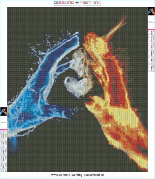 Diamond Painting picture, hands with heart, square diamonds, 70x60cm, 45 colors, full image
