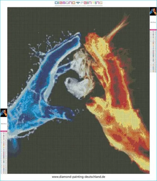 Diamond Painting Bild, Hände mit Herz, 60x70cm, 45 Farben, eckige Steine, Vollbild
