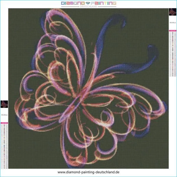 Diamond Painting picture, butterfly, abstract, 60x60cm, 40 colors, round stones, full image