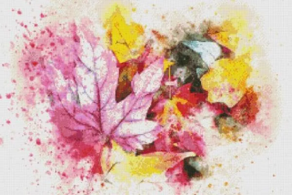 Diamond Painting Bild, Herbstliches Aquarell, 75x50cm, 50 Farben, eckige Steine, Vollbild